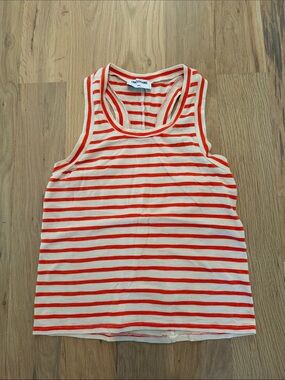 LNA clothing Striped Racerback Tank Top - Cream & Orange